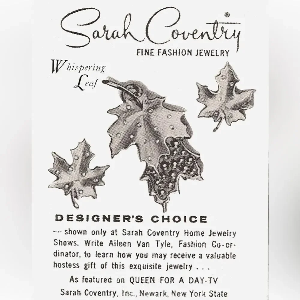 Vintage Sarah Coventry Designers Choice Whispering Leaf Brooch Leaf Clip Earring
